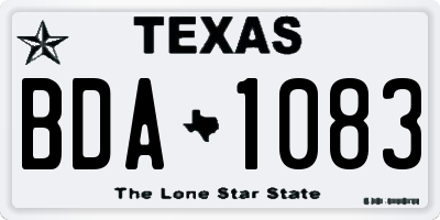 TX license plate BDA1083