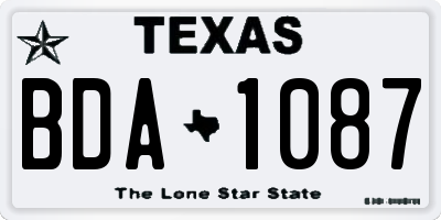 TX license plate BDA1087