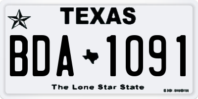TX license plate BDA1091
