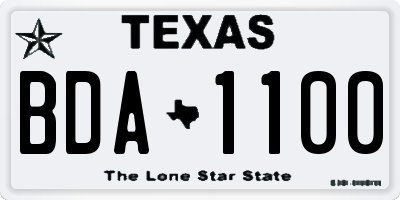 TX license plate BDA1100