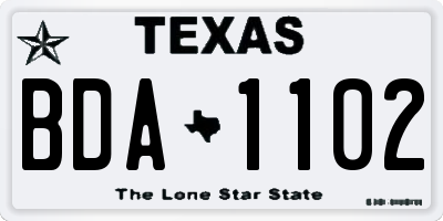 TX license plate BDA1102