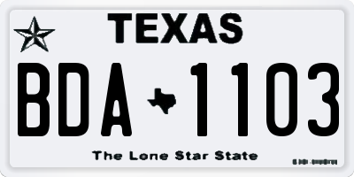 TX license plate BDA1103
