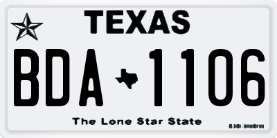 TX license plate BDA1106