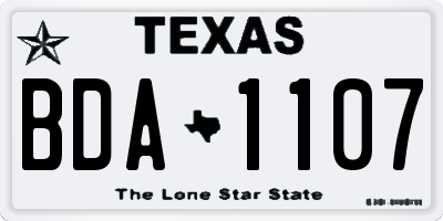 TX license plate BDA1107