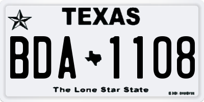 TX license plate BDA1108