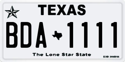 TX license plate BDA1111