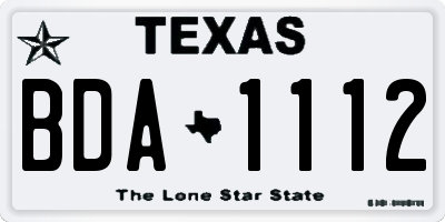 TX license plate BDA1112
