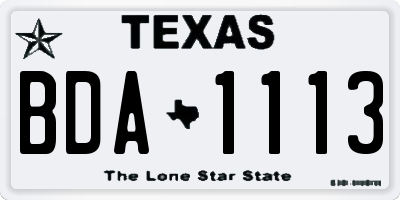 TX license plate BDA1113