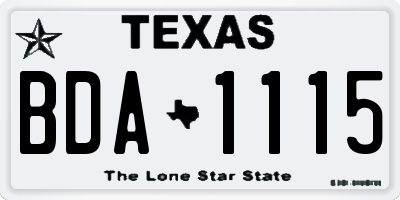 TX license plate BDA1115