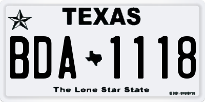 TX license plate BDA1118