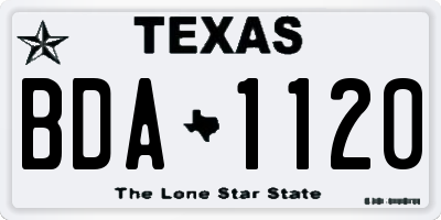 TX license plate BDA1120