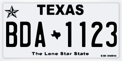 TX license plate BDA1123