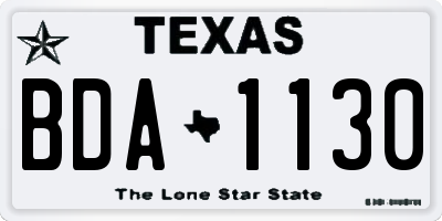 TX license plate BDA1130