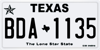 TX license plate BDA1135