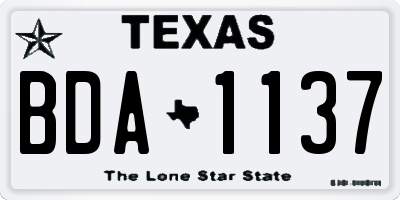 TX license plate BDA1137