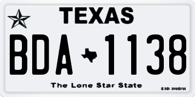 TX license plate BDA1138