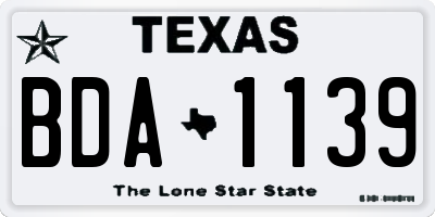 TX license plate BDA1139