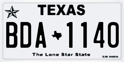 TX license plate BDA1140
