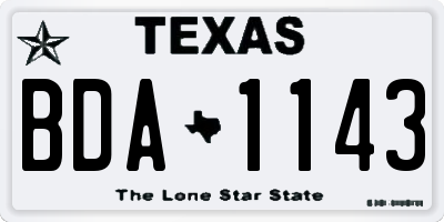 TX license plate BDA1143