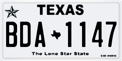 TX license plate BDA1147