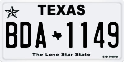 TX license plate BDA1149