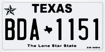 TX license plate BDA1151