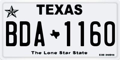 TX license plate BDA1160