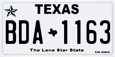 TX license plate BDA1163