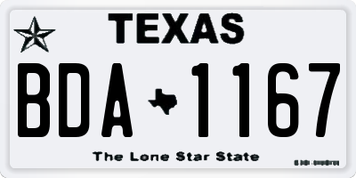 TX license plate BDA1167