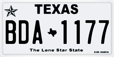 TX license plate BDA1177