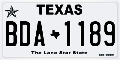 TX license plate BDA1189