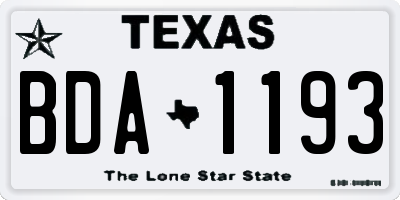 TX license plate BDA1193