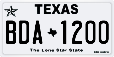 TX license plate BDA1200