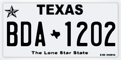 TX license plate BDA1202