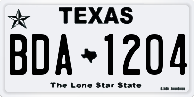 TX license plate BDA1204