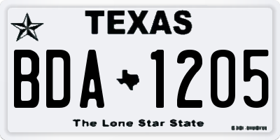TX license plate BDA1205