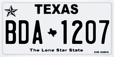 TX license plate BDA1207