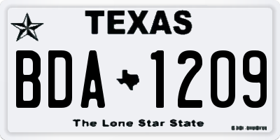 TX license plate BDA1209