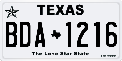 TX license plate BDA1216
