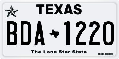 TX license plate BDA1220
