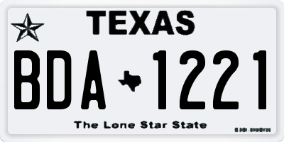 TX license plate BDA1221