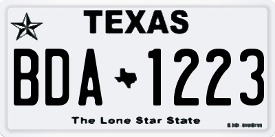 TX license plate BDA1223