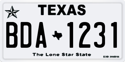 TX license plate BDA1231