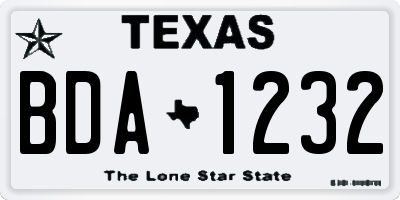 TX license plate BDA1232
