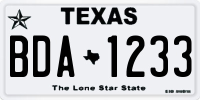 TX license plate BDA1233