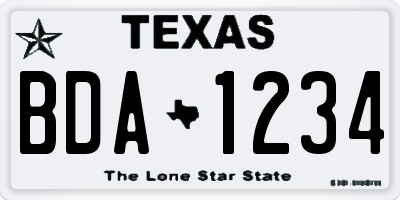 TX license plate BDA1234