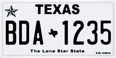 TX license plate BDA1235
