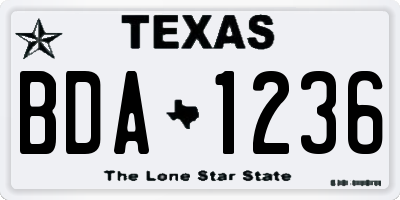 TX license plate BDA1236