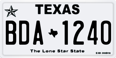 TX license plate BDA1240