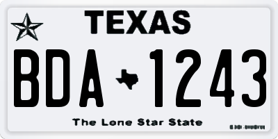 TX license plate BDA1243